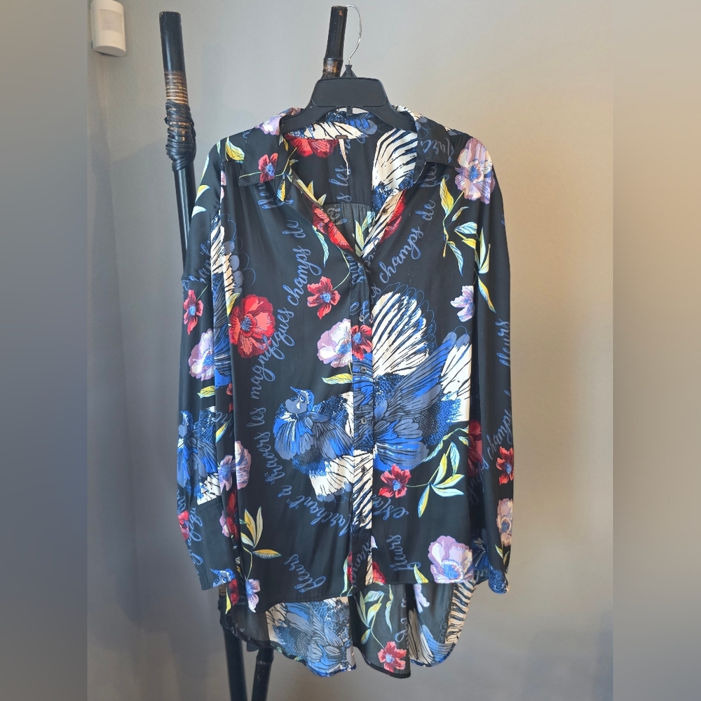 Free People Black Floral Tunic